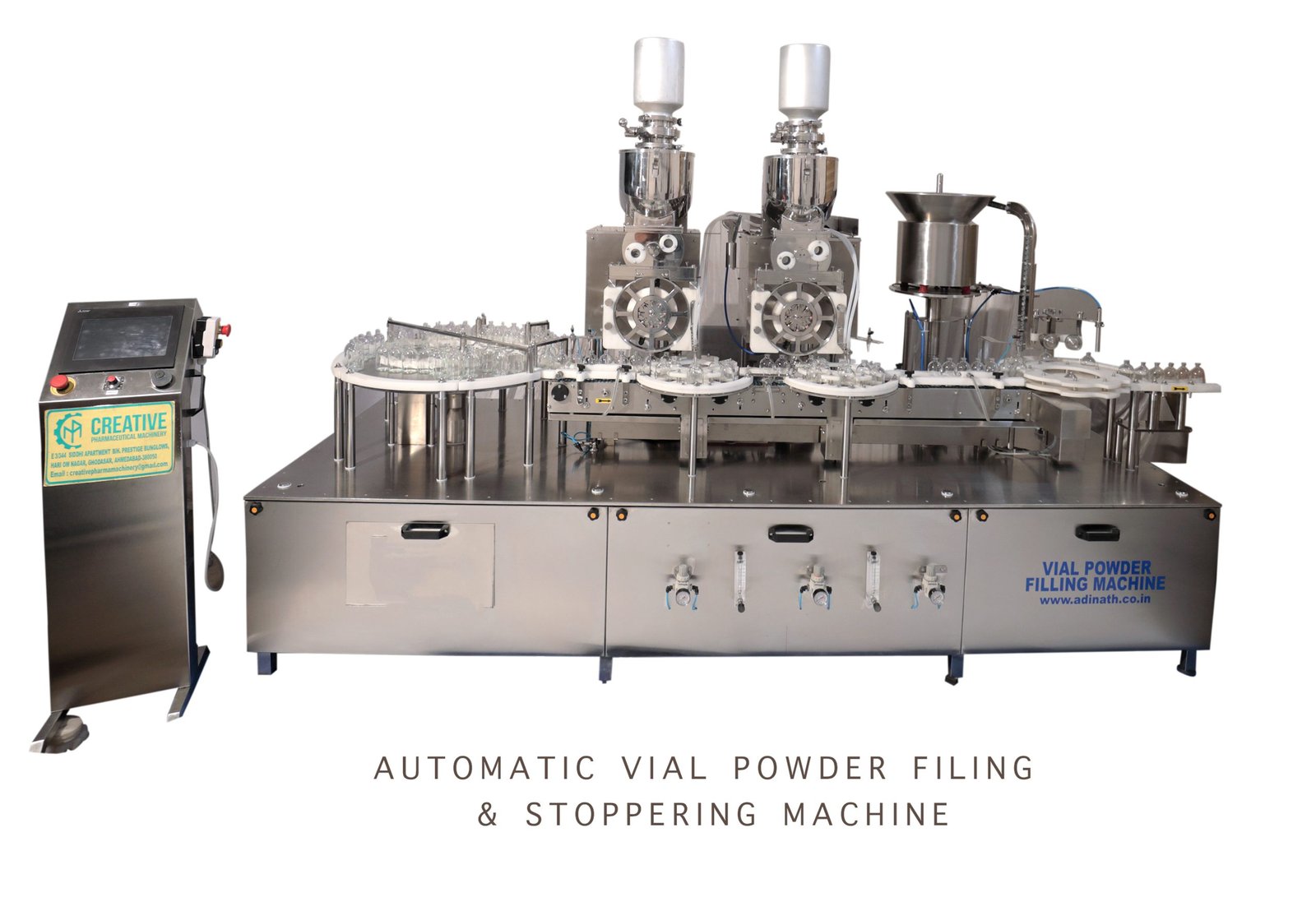AUTOMATIC VIAL POWDER FILING &amp; STOPPERING MACHINE